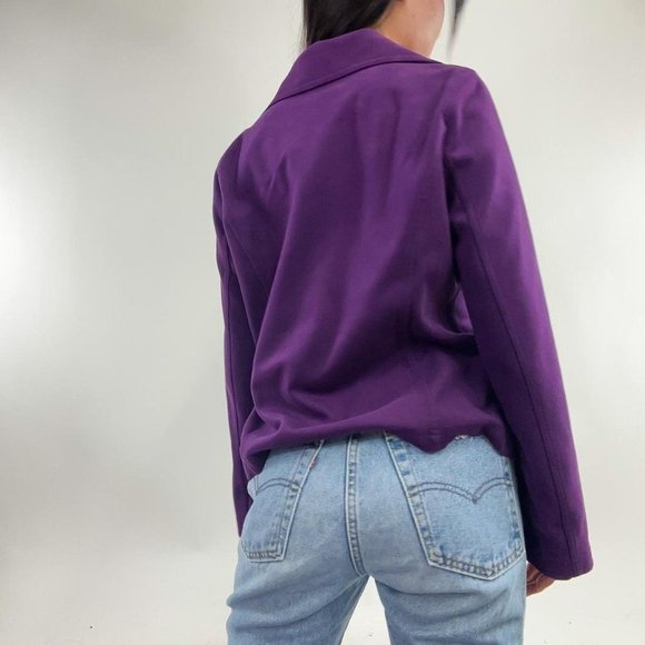 90s vintage style Deep Purple Faux Suede Jacket - Picture 9 of 13
